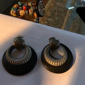 Black and silver boho earrings